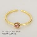 Verstellbarer goldener Blumenring mit glitzernder rosa Zirkon-Kugel und schmalem Reif - Rosa Pave-Ball-Stil (Stil 7)
