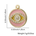 Ciondolo occhio del diavolo in smalto rosa e rame placcato oro con pietre di zirconi - Stile Tondo Grande Rosa (28)