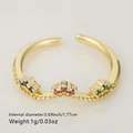 Goldener offener Ring mit Wellendesign und bunten Steinen, 1,77 cm Durchmesser - Welliger Dreifarben-Edelstein-Stil (Stil 9)
