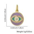 Ciondolo malocchio viola e verde in rame placcato oro con dimensioni del prodotto - Stile Tondo Grande Verde Viola (30)