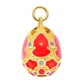 Squisito ciondolo a uovo in smalto rosso con metallo dorato e accenti in zirconia - Ciondolo Rosso E Catena a Labbro