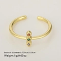 Vergoldeter offener Ring mit drei bunten Edelsteinen und einem Innendurchmesser von 1,83 cm - Dreifarben Vertikale Edelsteine Stil (Stil 13)