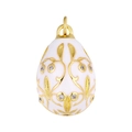 Ciondolo a uovo stile Fabergé in smalto bianco con filigrana dorata e pietre di zircone - Ciondolo Vite Bianco E Catena a Labbro
