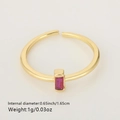 Verstellbarer vergoldeter Ring mit rotem Edelstein, Gewicht 1g und 1,65cm Innendurchmesser - Roter Baguette-Edelstein Stil (Stil 16)