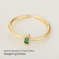 Verstellbarer goldener Ring mit rechteckigem grünem Edelstein und 1g leichtem Design - Grüner Baguette-Edelstein Stil (Stil 17)