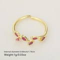 Verstellbarer goldener Blumenring mit rosa Marquise-Steinen 1,74 cm Durchmesser und 1 g - Rosa Rebe Zirkonia Stil (Stil 18)