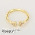 Goldfarbener verstellbarer Ring mit weißen Zirkon-Clustern, 1,73 cm Innendurchmesser - Weißer Dreiecks-Zirkonia Stil (Stil 20)
