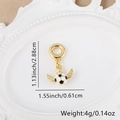 Macro detail of 18k gold plated soccer charm with wings and precise dimensions - Soccer Ball With Wings And Crown Style (1603) / Football