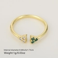 Verstellbarer goldener Blumenring mit grünen und weißen Steinen für edlen Look - Grün & Weiß Dreiecks-Zirkonia (Stil 21)