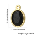 Ciondolo ovale dorato con pietra nera sfaccettata e misure per creazione di gioielli - Ovale-Nero