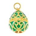 Pendaglio a uovo in smalto verde stile Fabergé con motivi dorati per collane e bracciali - Ciondolo Svuotato Verde E Catena a Labbro
