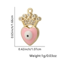 Ciondolo cuore rosa e corona occhio del diavolo con finitura dorata e zirconi - Stile 24
