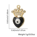 Pendente a cuore con corona dorata con malocchio in smalto nero e zirconi lucidi - Stile 25