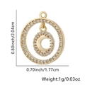 Ciondolo dorato con luna e anello in zirconi con dettagli sulle dimensioni del prodotto - Mezzaluna Oscillante (Stile 27) / Solo ciondolo