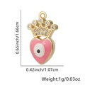 Ciondolo a cuore in smalto rosa malocchio con corona dorata, 1,66 cm x 1,07 cm - Stile 26