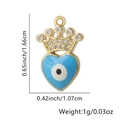 Pendaglio a cuore corona dorata con smalto blu Evil Eye e pietre di zircone - Stile 28