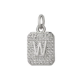 Pendaglio quadrato in argento con zirconi a pavé e lettera W in rilievo - Lettera W / Argento