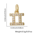 Gouden sterrenbeeld bedel met zirkonia en afmetingen voor doe-het-zelf sieraden - Alleen Hanger (Zonder Ketting) / Tweelingen