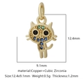 Ciondolo a gatto in rame con zirconi cubici blu e dettagli in zircone verde - Forma Gatto Multicolore (Zirconia Multicolore Stile 2)