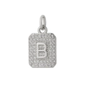 Ciondolo quadrato finitura argento con lettera B e pietre in zirconia - Lettera B / Argento