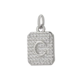 Pendente quadrato lettera C in argento con zirconi incastonati per gioielli di lusso - Lettera C / Argento