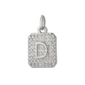 Ciondolo quadrato lettera D argento con micro-pavé di zirconi bianchi lucidi - Lettera D / Argento