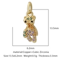 Ciondolo a forma di orsetto dorato con zirconi colorati e dimensioni dettagliate - Forma Orsetto Multicolore (Zirconia Multicolore Stile 5)