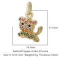 Ciondolo a testa di tigre con zirconi colorati incastonati su base in rame - Forma Testa Di Tigre O Gatto Multicolore (Zirconia Multicolore Stile 7)