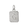 Pendente quadrato in argento con pavé di zirconi e design della lettera G - Lettera G / Argento