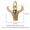 Ciondolo a testa di toro dorato con zirconi colorati per creazione gioielli - Forma Testa Di Toro Multicolore (Zirconia Multicolore Stile 8)