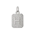 Pendente quadrato in argento con lettera H e pavé di zirconi brillanti su finitura metallica - Lettera H / Argento
