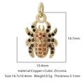 Ciondolo a ragno dorato con pietre di zirconia colorate e dimensioni dettagliate - Forma Ragno Multicolore (Zirconia Multicolore Stile 9)