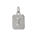 Pendente quadrato con zirconi e lettera I lucida in tonalità argento - Lettera I / Argento