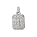 Pendente rettangolare argentato con micro-pavé di zirconi e lettera J iniziale - Lettera J / Argento
