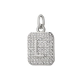 Pendente quadrato di lusso in rame con lettera L e cristalli di zirconia cubica - L / Argento