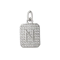 Pendente quadrato in argento con lettera N e zirconi bianchi micro-pave - Lettera N / Argento