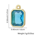 Ciondolo vintage in oro con zircone blu trasparente e dimensioni dettagliate mostrate - Quadrato / Blu