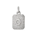 Pendente rettangolare argento con pavé di zirconi e design della lettera O - Lettera O / Argento