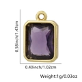 Ciondolo rettangolare con zircone viola in montatura dorata e misure dettagliate - Quadrato / Viola