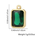 Pendente dorato con zircone rettangolare verde smeraldo e dettagli sulle misure - Quadrato / Verde