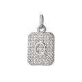 Pendente quadrato argento con lettera Q incastonato con zirconi e finitura metallica - Lettera Q / Argento