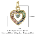 Ciondolo a cuore colorato con zirconi incastonati su base in rame dorato - Forma Cuore Multi-Anello Multicolore (Zirconia Multicolore Stile 17)