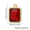 Ciondolo rettangolare dorato con cuore in zircone rosso, lunghezza 1,47 cm moda - Quadrato / Rosso