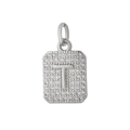 Ciondolo quadrato argento lettera T con incastonatura micro-pave in zirconia - Lettera T / Argento