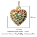 Ciondolo a cuore placcato oro con micro pavé di zirconi cubici multicolore - Cuore Arcobaleno Pavé Multicolore (Zirconia Multicolore Stile 19)