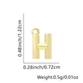 Pendente dorato con lettera H a forma di rombo con dettagli sulle dimensioni - Solo ciondolo / Oro 18K-H