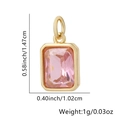 Ciondolo in zircone rosa con finitura dorata e dettagli su dimensioni e peso - Quadrato / Rosa