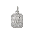 Ciondolo quadrato d'argento con lettera V e intarsio di scintillante zirconia cubica - Lettera V / Argento