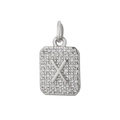 Ciondolo quadrato lettera X con micro-pavé di zirconi cubici finitura argento - Lettera X / Argento