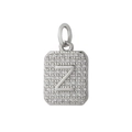 Pendente quadrato in argento con lettera Z e zirconi brillanti su sfondo bianco - Lettera Z / Argento